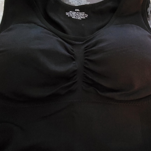 2 Black Bra Tank Shirts  XL Cup B Stratchy BRAND NEW - Picture 5 of 6